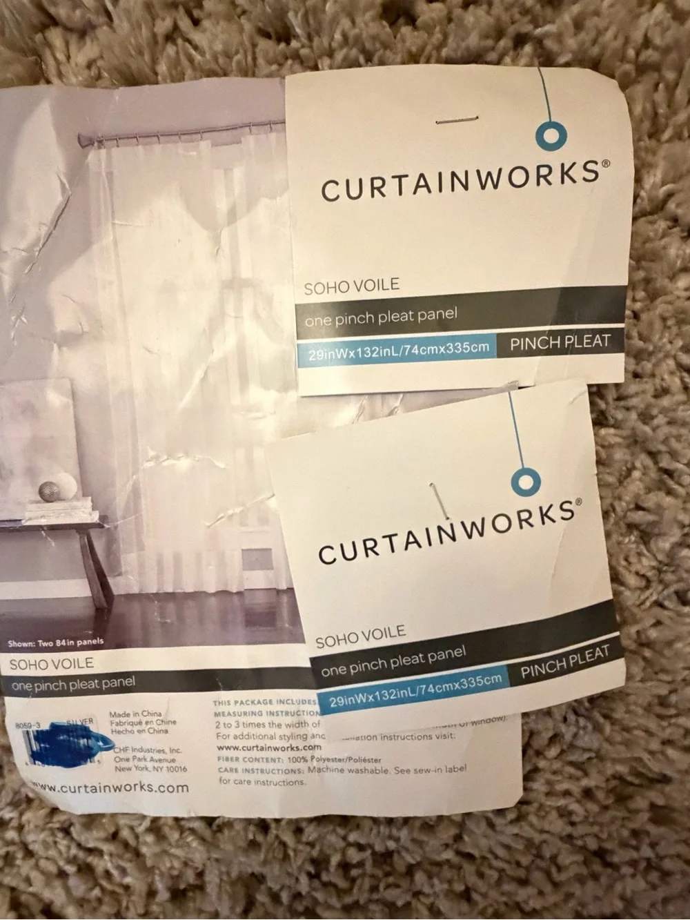 Curtainworks Soho Voile One Pinch Pleat Panel - Light Gray x 2 panels